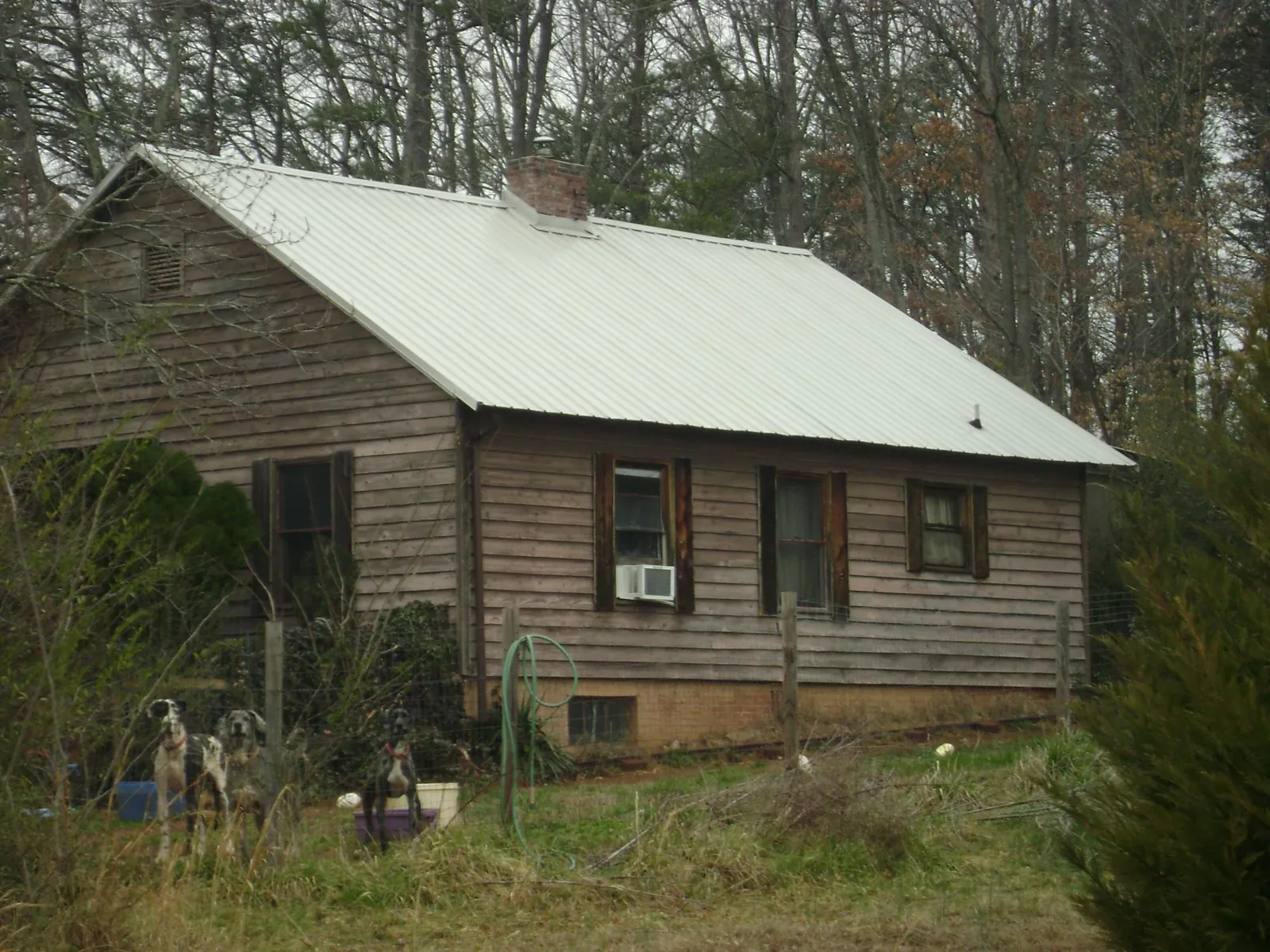 White metal roof on an old wood sided farmhouse, from a Asphalt Shingle Roof Repair job in Oketo